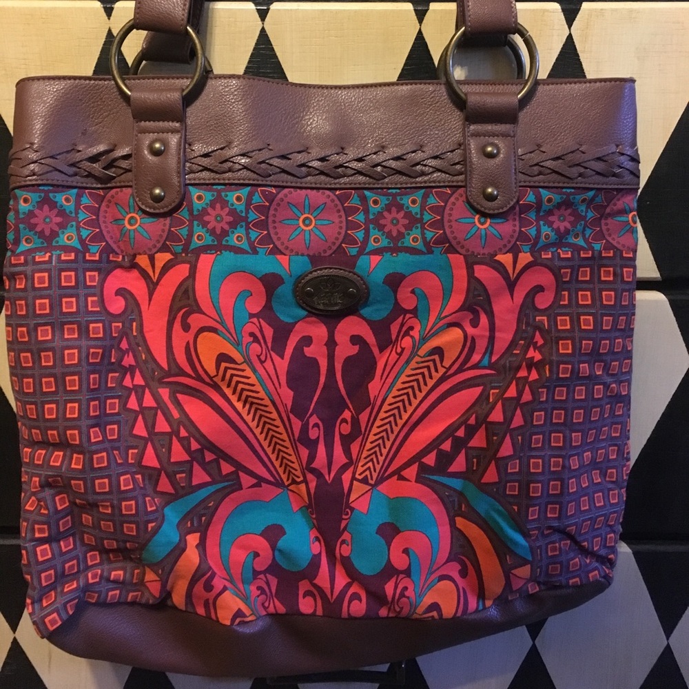 Large Karma Shoulder Bag / Purse w/ Boho Print